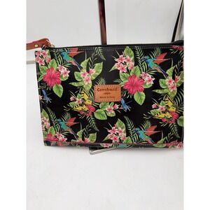 Cavalcanti Made in Italy Leather Tropical Hummingbird Butterfly Floral Clutch